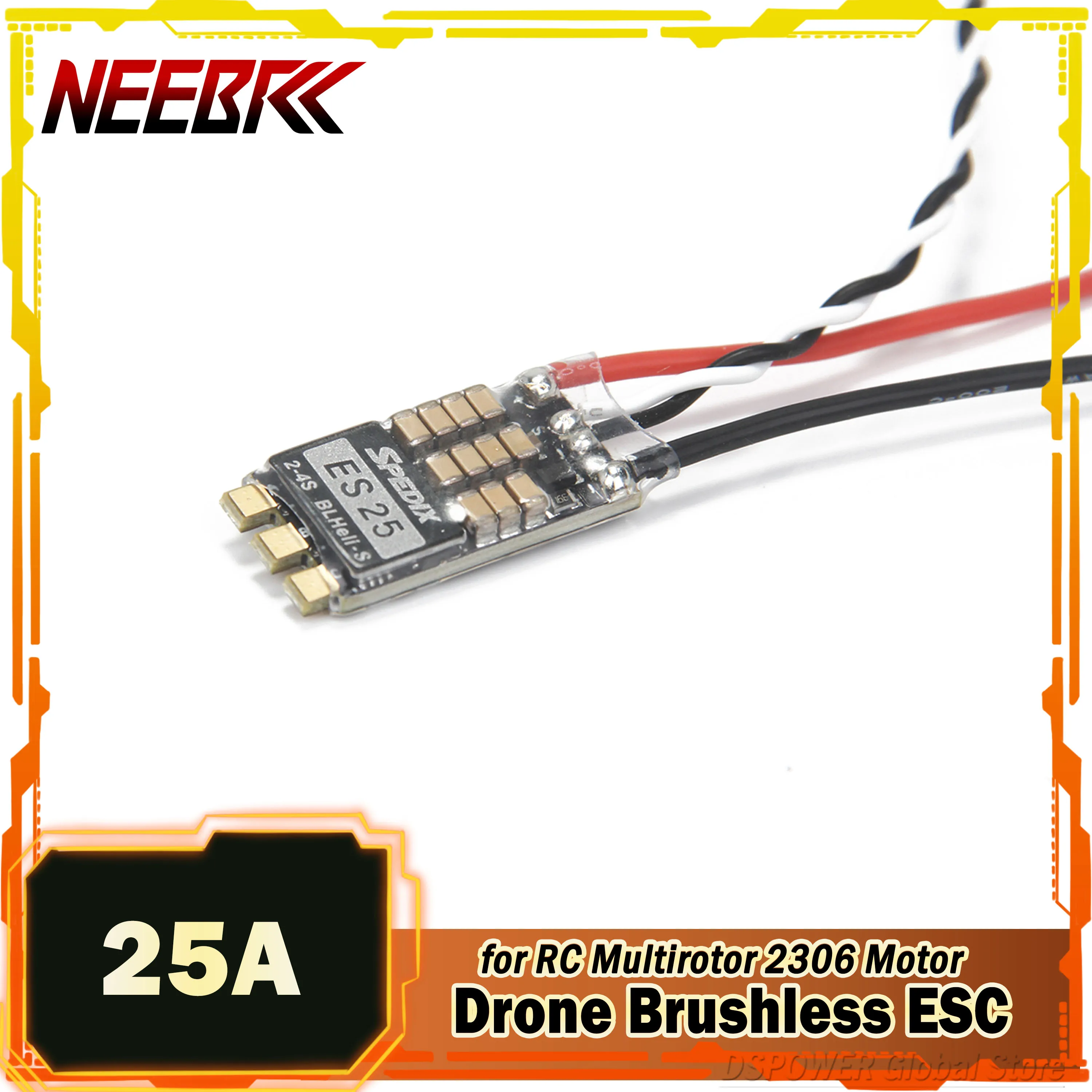 NEEBRC 25A Multirotor Brushless ESC ES25 Blheli_S 2-4S для RC FPV Racing Drone Airplane 2306 Motor Hewing F01 SPEDIX Toy Part