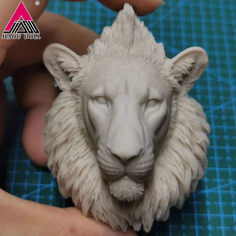 

Unpainted 1/6 Lion Head Sculpt Animal Head Carving Model Fit 12 inch Action Figure Muscle Body for Painting DIY