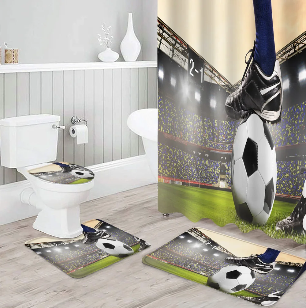 Гимнастические футбольные мячи набор занавесок для душа ковер крышка унитаза