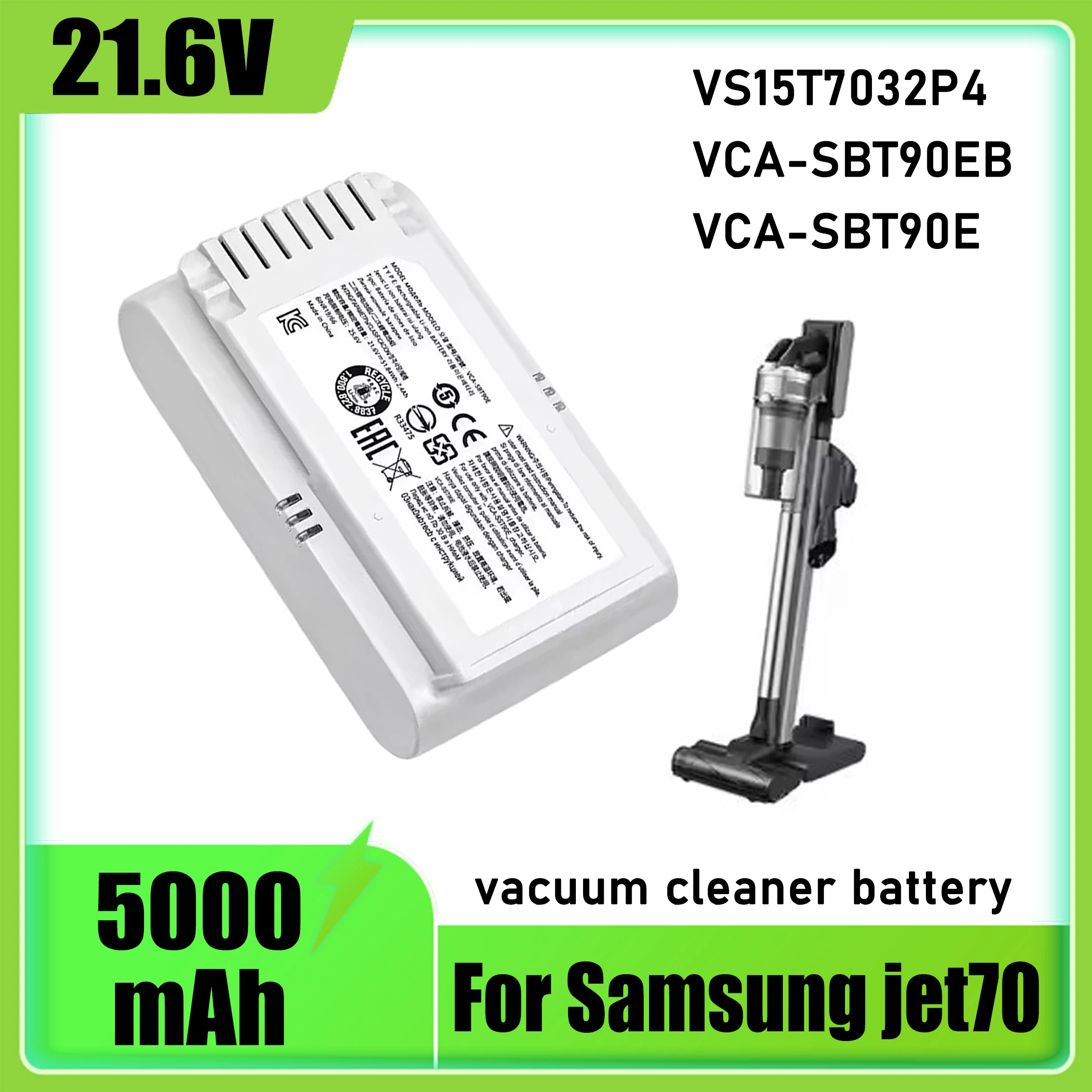 Фото Литий-ионный аккумулятор 21,6 В, сменный аккумулятор для пылесоса Samsung Jet 70 VS15T7032P4 VCA-SBT90E №2