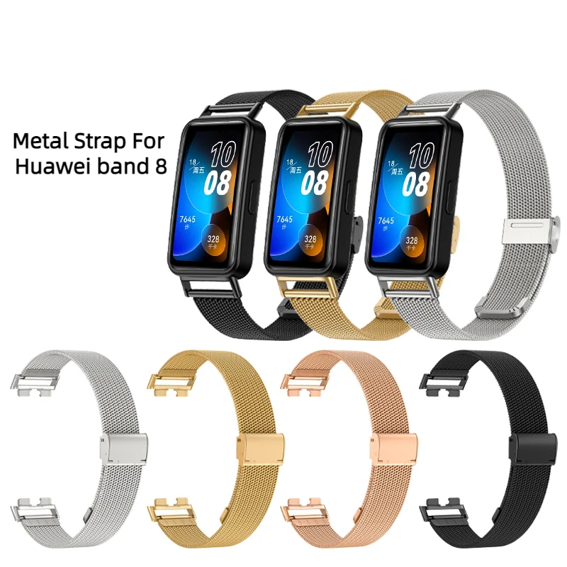 Metal Watchband For Huawei band 8 strap Stainless steel Bracelet Wristband For HUAWEI Band 8 Correa Strap Sport Women Men Belt