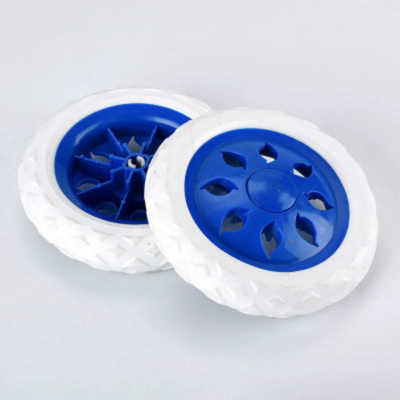 

2pcs Shopping Cart Wheels Trolley Caster Replacement 6.5 Inch Dia Rubber Foaming Light Blue Red Blue