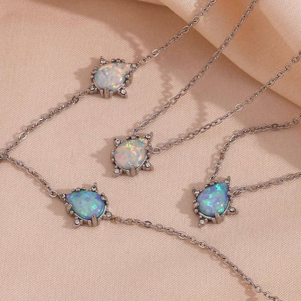 

Retro Zircon Australian Stone Water Droplets Pendant Necklace Bracelet Jewelry for Women Gift