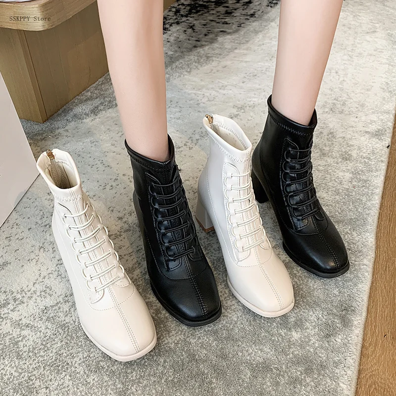 

2022fashion New British Style winter Boots Women Autumn and Winter All-match Comfortable and Elegant Thick Heel Short Bootswomen