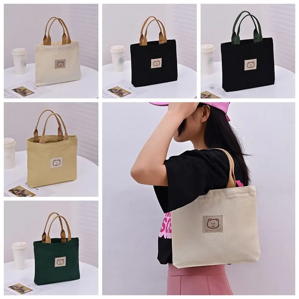 

Canvas Shoulder Bag Birthday Gifts Cartoon Bear Work Tote Bag Large Capacity Women's Bags Girls
