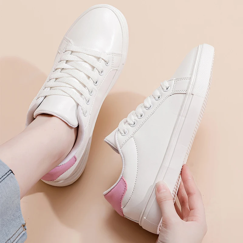 Fashion Shoes Women's Vulcanize Shoes Spring New Casual Classic Solid Color PU Leather Shoes Women Casual White Shoes Sneakers