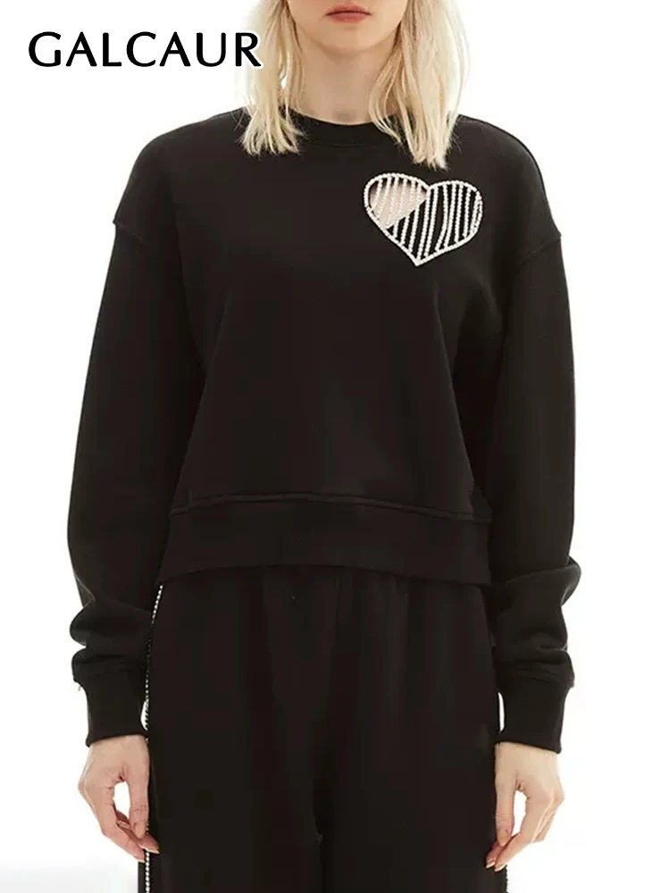 

GALCAUR Hit Colro Print Sweatshirts For Women Round Neck Long Sleve Pulover Casual Losoe Sweatshirt Female Autumn Fashion Style