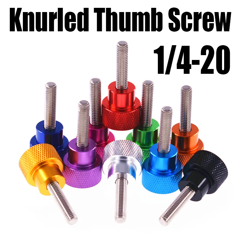 Купи 1/4-20 American Colourful Aluminium Alloy+Stainless Knurled Thumb Screw Hand Grip Knob Step Bolt Screw Adjust Hand Tighten Screw за 122 рублей в магазине AliExpress