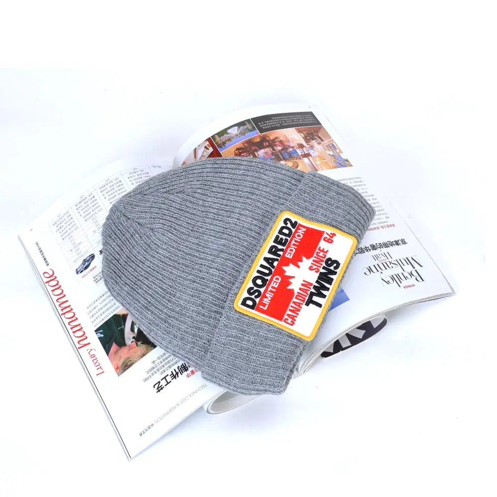 DSQUARED2 brand winter Canada style men Beanie Hat Masked Hat  warm black grey caps letter Beanie cap for men
