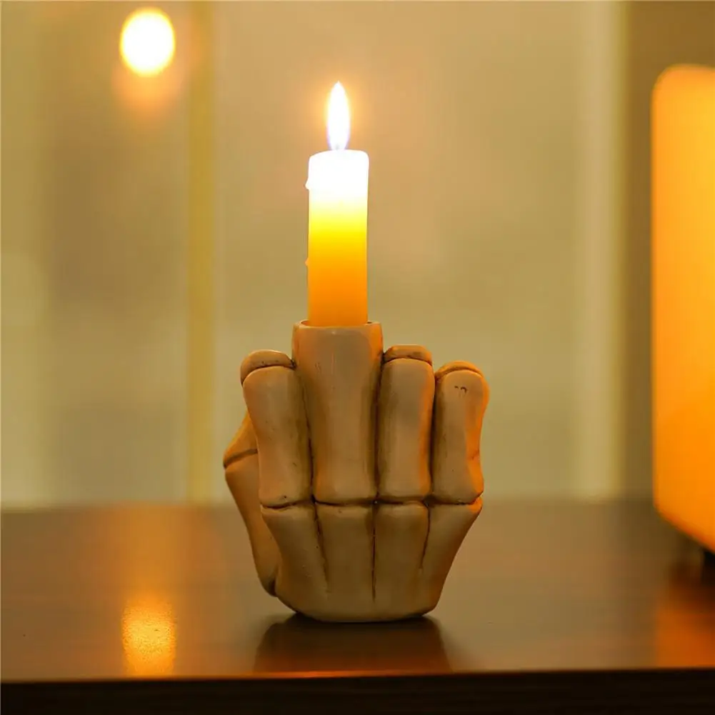 

Candle Holders Resin Candlestick Punk Style Reusable Unbreakable Novelty Gesture Hand Candle Light Holder Party Supplies