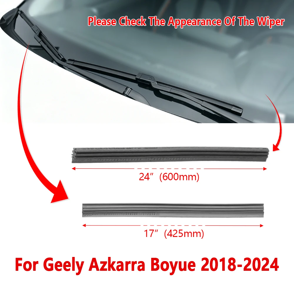 Фото Резиновая полоса для стеклоочистителя 17-24 дюйма для Geely Azkarra Boyue 2018-2024, сменная резиновая накладка для автомобильных дворников, 1 пара №2