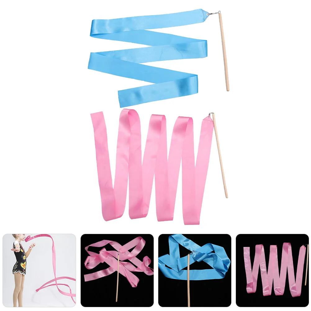 

2 Pcs Gymnastics Rope Streamer Performing Dance Ribbons Party Kids Decor Decorative Training Props Dancing Bright Color