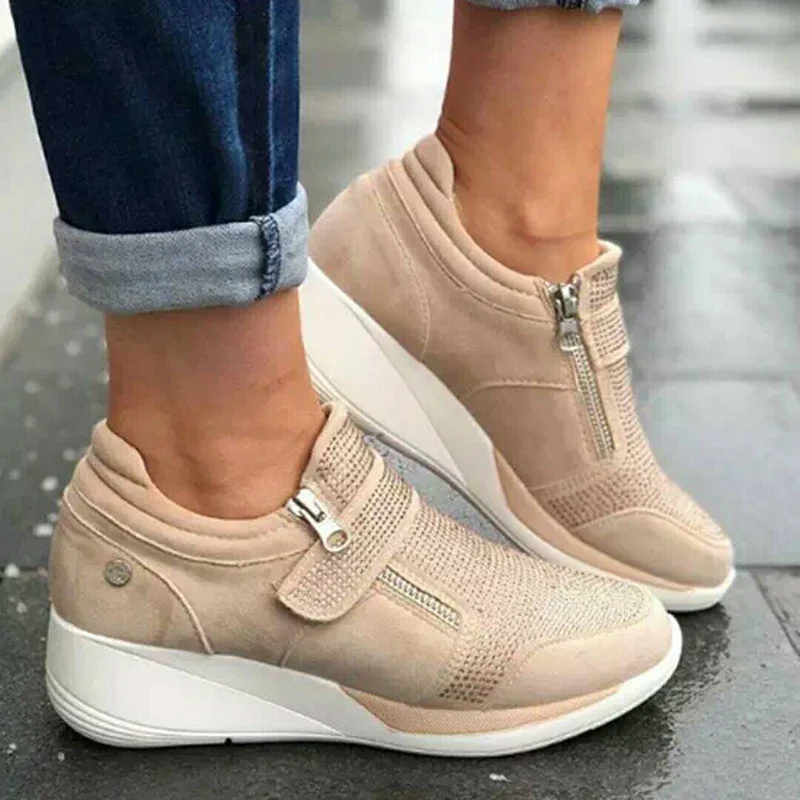 

Woman Sneakers Wedges Shoes Zipper Platform Trainers Women Shoes Lace-Up Casual Tenis Feminino Zapatos De Mujer Womens Sneakers