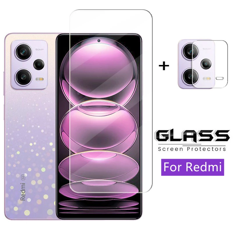 

2Pcs For Redmi Note 12 Pro Glass for Xiaomi Redmi Note 12 11 10 Pro Tempered Glass Lens Film Screen Protector Redmi Note 12 Pro