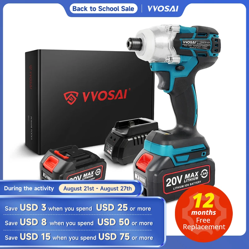 WOSAI MT-Series 20V Cordless Electric Screwdriver 155NM Brushless Motor Electric Impact Wrench Rechargable Drill Driver