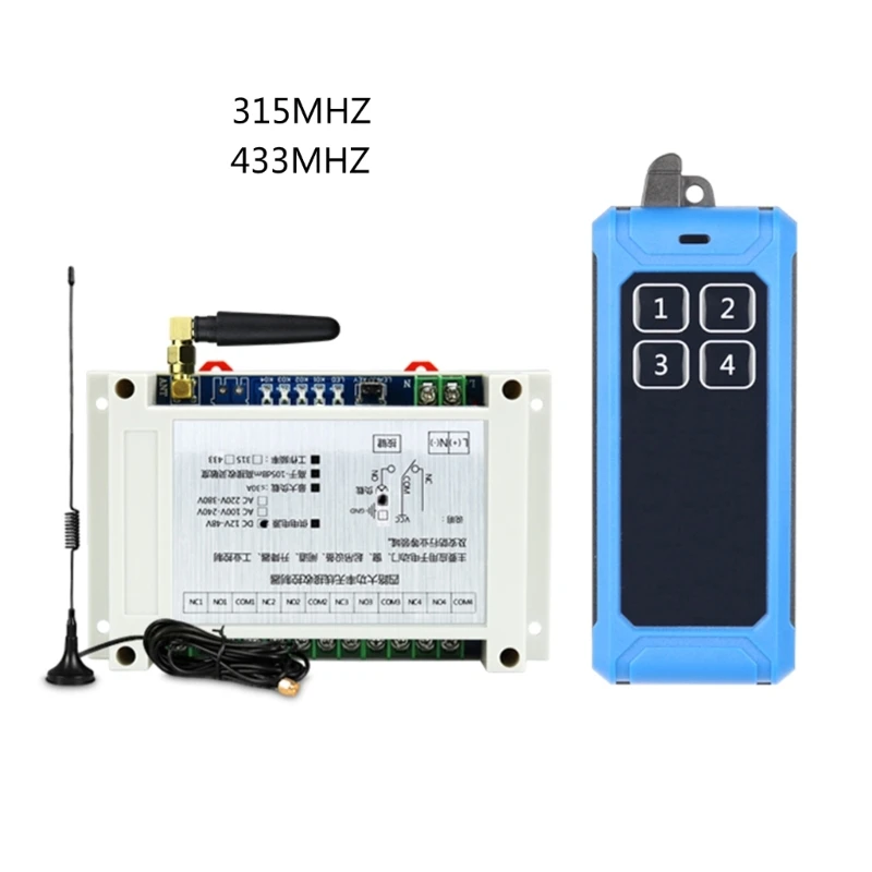 

315Mhz 433Mhz RF Remote Control Wireless Switch 12V-24V 4CH 4 Way Relay Receiver and 4CH Transmitter for Door Lock