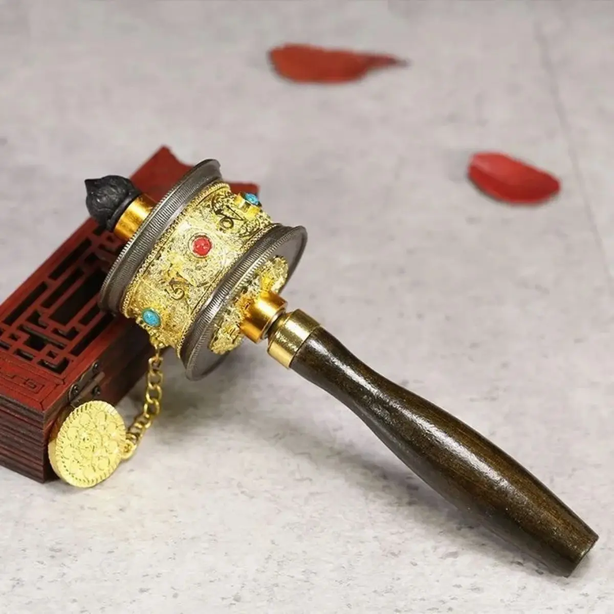 Hand Rotating Wheel Tibetan Hand Rotating Barrel Tibetan Hand Rotating Wheel Home Tibetan Style Decoration Travel Shot Props