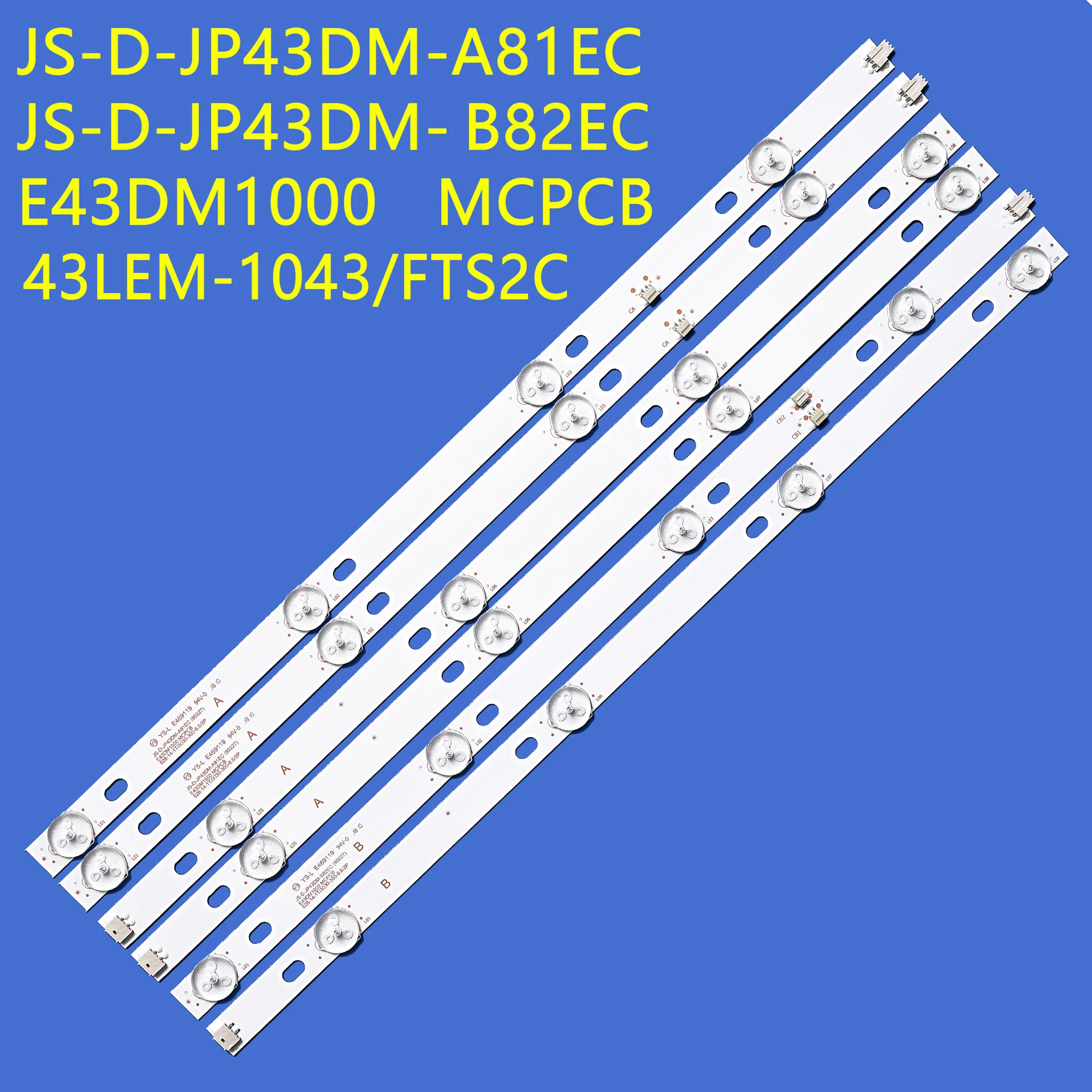 

3pcs LED backlight strip for JS-D-JP43DM-A81EC B82EC BBK 43LEM-1043 43LEM-5043/FTS2C 43LEX-5058/FT2C 8LED(6v)