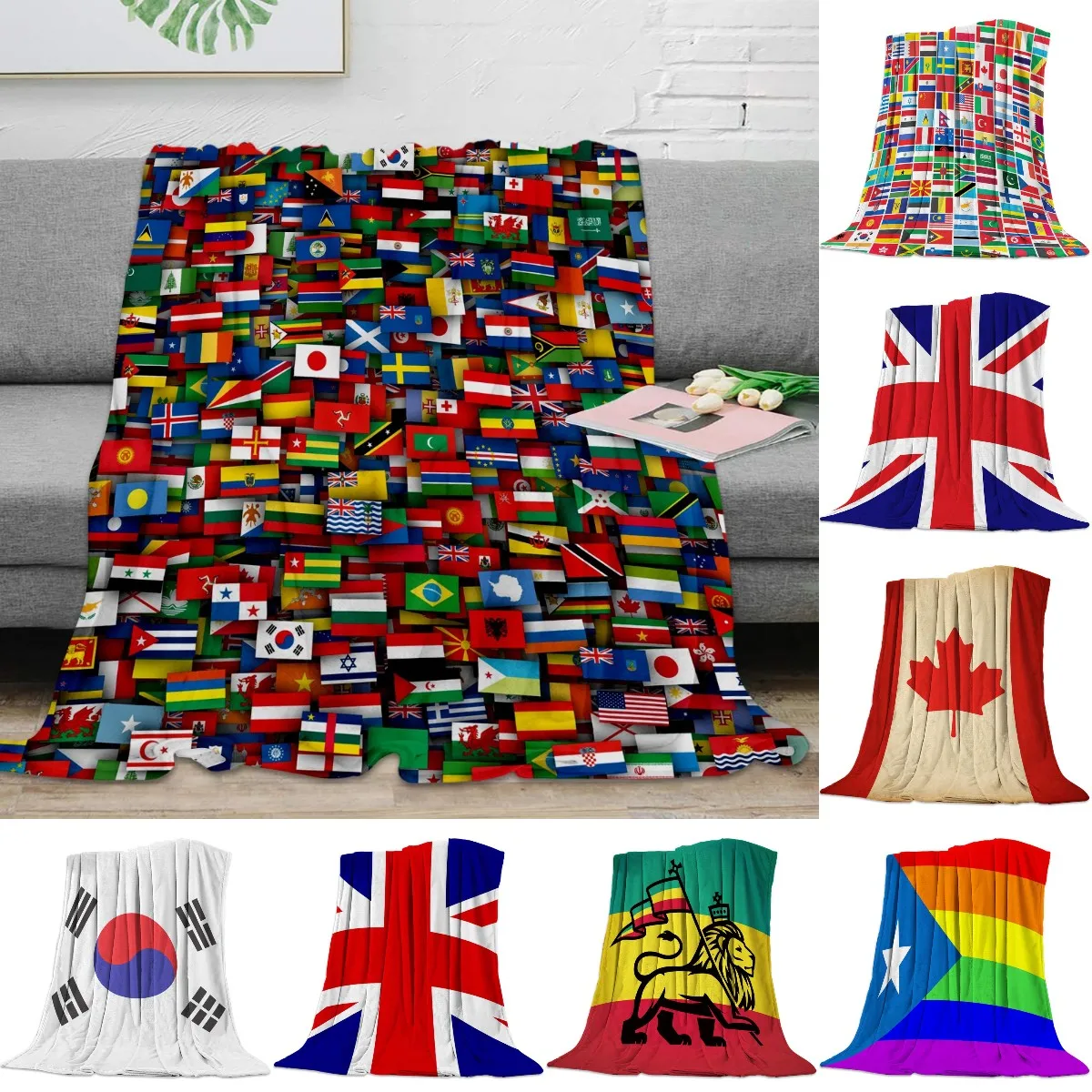 

Flags Of All Countries Of The World Nap Flannel Blankets Super Soft Cozy Throw Blanket Warm Bedspread Travel Sofa Cover Queen