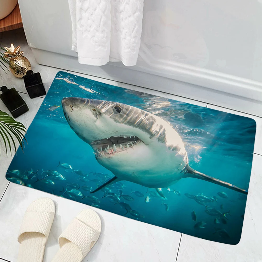

CLOOCL Shark Pattern Doormat 3D Printed Front Doormat Indoor Outdoor Rectangular Floor Mat Bathroom Kitchen Living Room Doormat