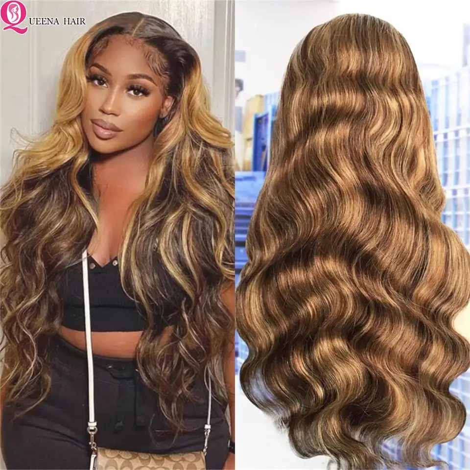 1Honey Blonde Body Wave Lace Front Wigs 13x6 Lace Frontal Wigs  Colored Human Hair Wigs For Women Highlight Hd Glueless Lace Wig
