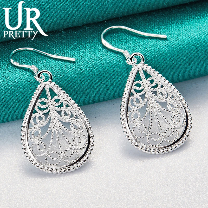 

925 Sterling Silver Charm Pattern Pendant Earrings For Women Engagement Wedding Party Gifts Fashion Jewelry