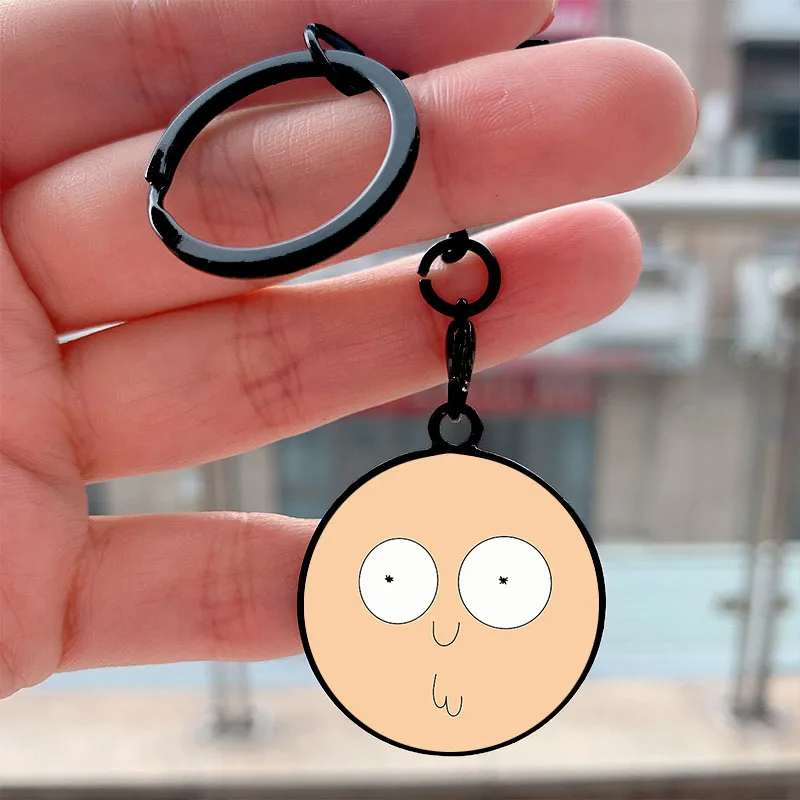 Fashion Anime characters Morty Cool Key Tag Motorcycles Cars Backpack Chaveiro Keychain For Friends Key Ring Accessories