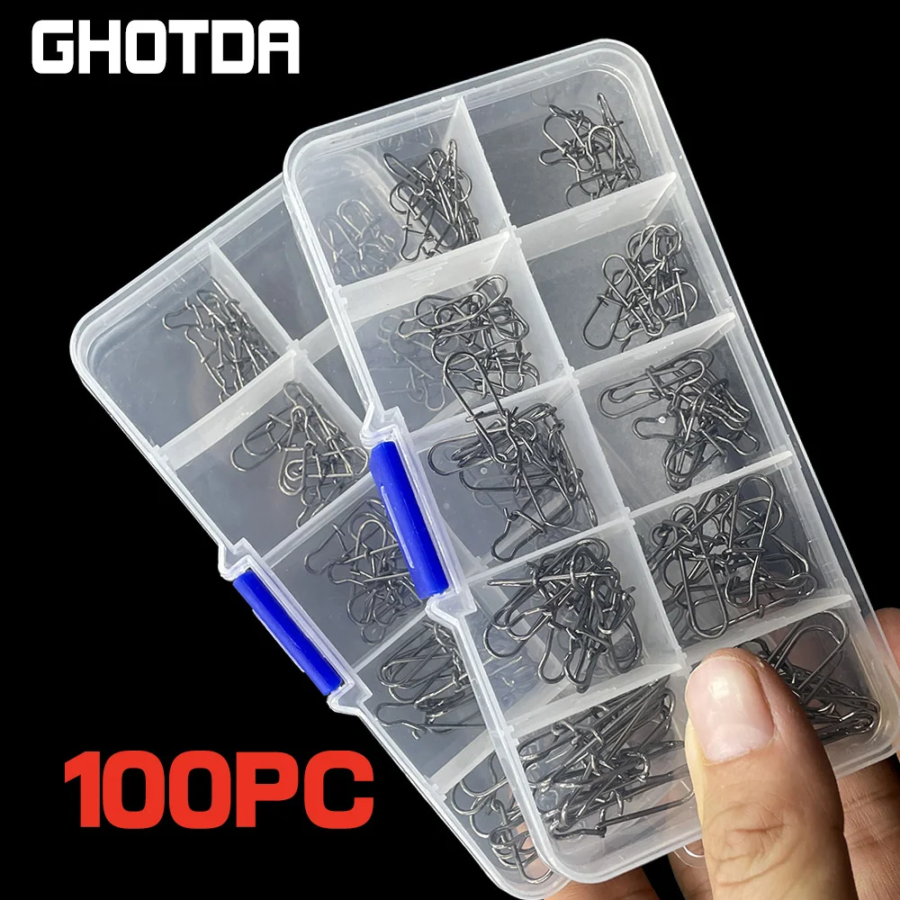 

Ghotda100 шт./партия, застежки с крючками, рыболовный соединитель, быстрый зажим, застежка, защелки для безопасности рыбалки, рыболовный крючок, ...