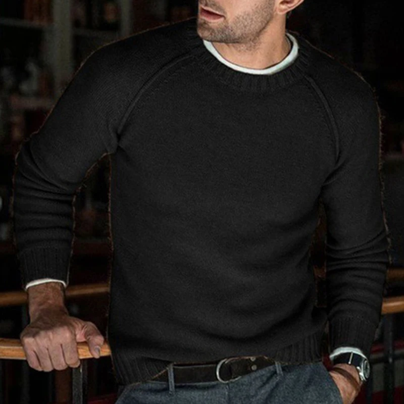 Big Sale! Men Round Neck Sweater Solid Color Pullover Spring Autumn Wear Thin Fashion Undershirt Knitted Loose Jumper Tops Coat