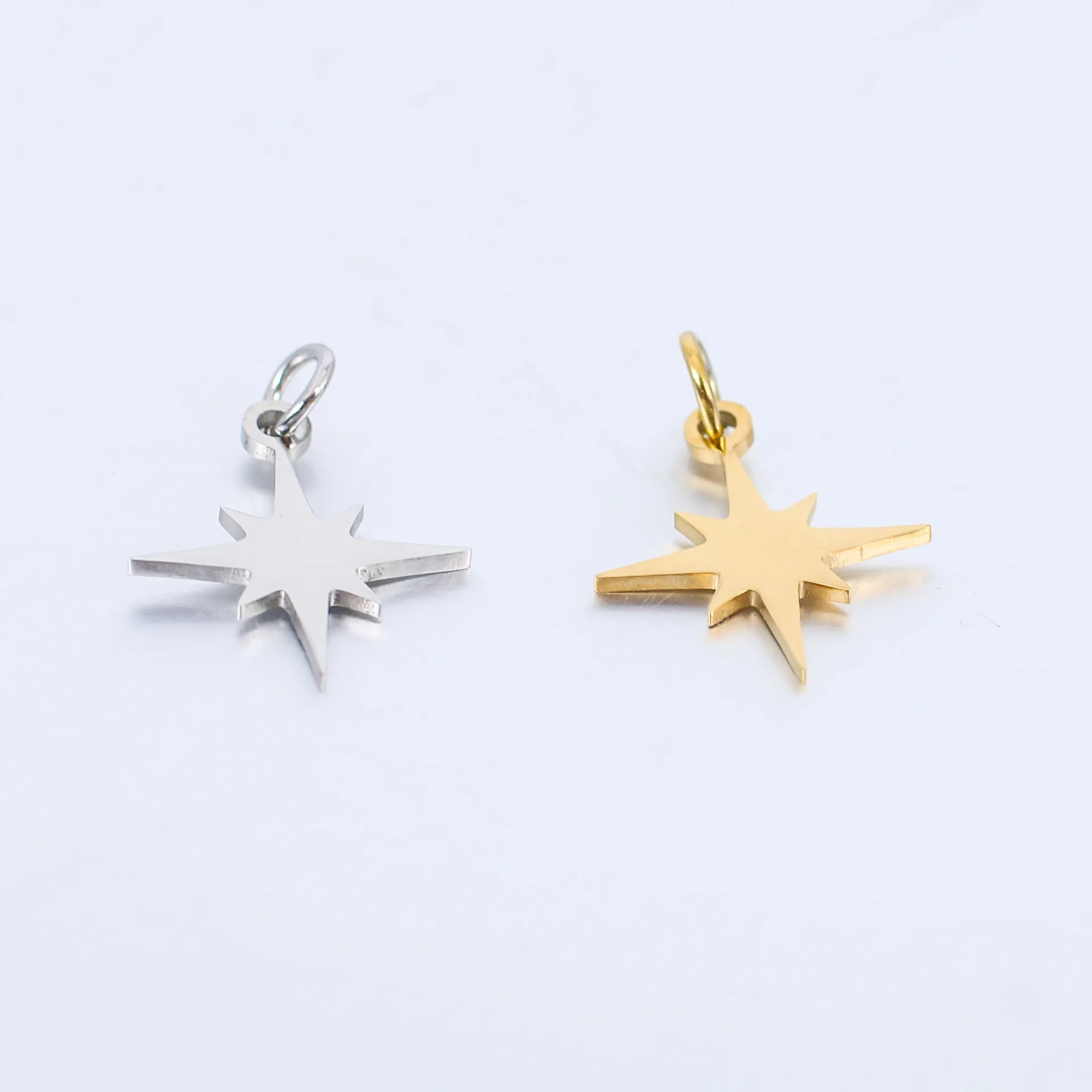 5Pcs/Lot North Star Pendant Charms Stainless Steel Lucky Star  Pendants With Jump Rings for Necklace Bracelet Jewelry Making