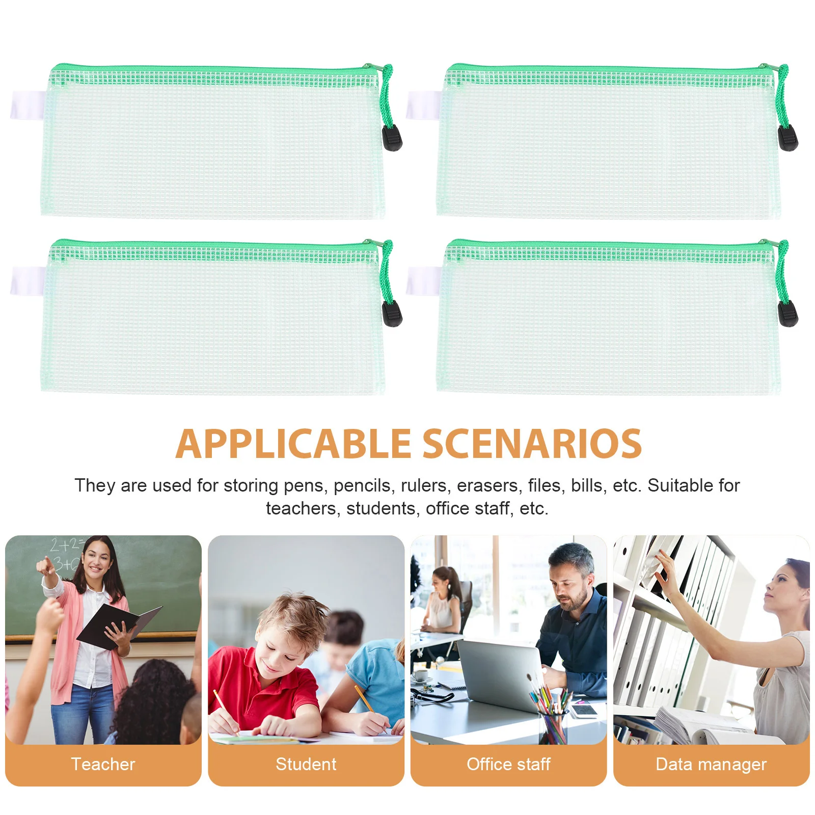 

Bag Zipper Mesh Pouch File Bags Documentwaterproof Office Beach Paper Stationery Zipfolder A6Files Portable Letter Size Receipt
