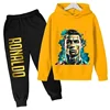 Ronaldo printed children's hoodie set autumn and winter fleece hooded pants two-piece sports casual children's clothing 1