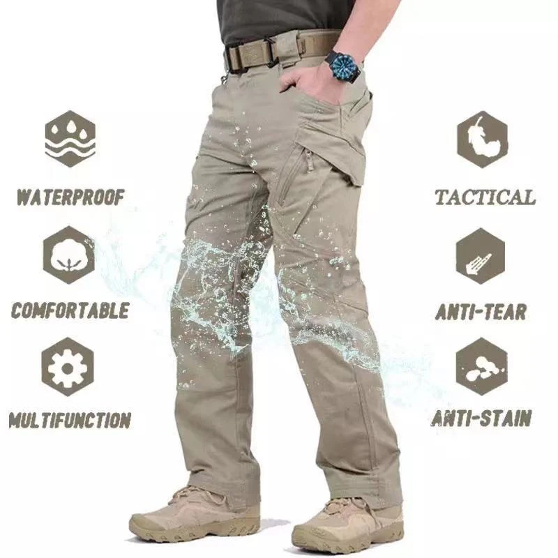 Pantalones tácticos para hombre, pantalones militares de Color sólido con múltiples bolsillos, para Entrenamiento Urbano, Cargo grueso, 5XL, para exteriores