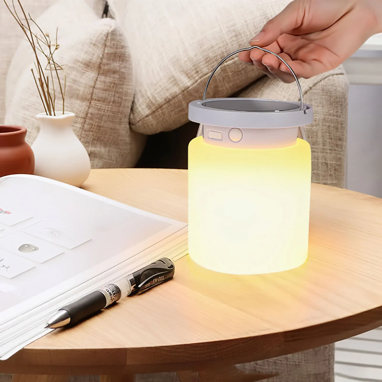 

Solar Lantern With Remote Control Silicone Hanging Solar Lights Soft Landscape Lights 1200mAh Silicone Lamp For Outdoor Home