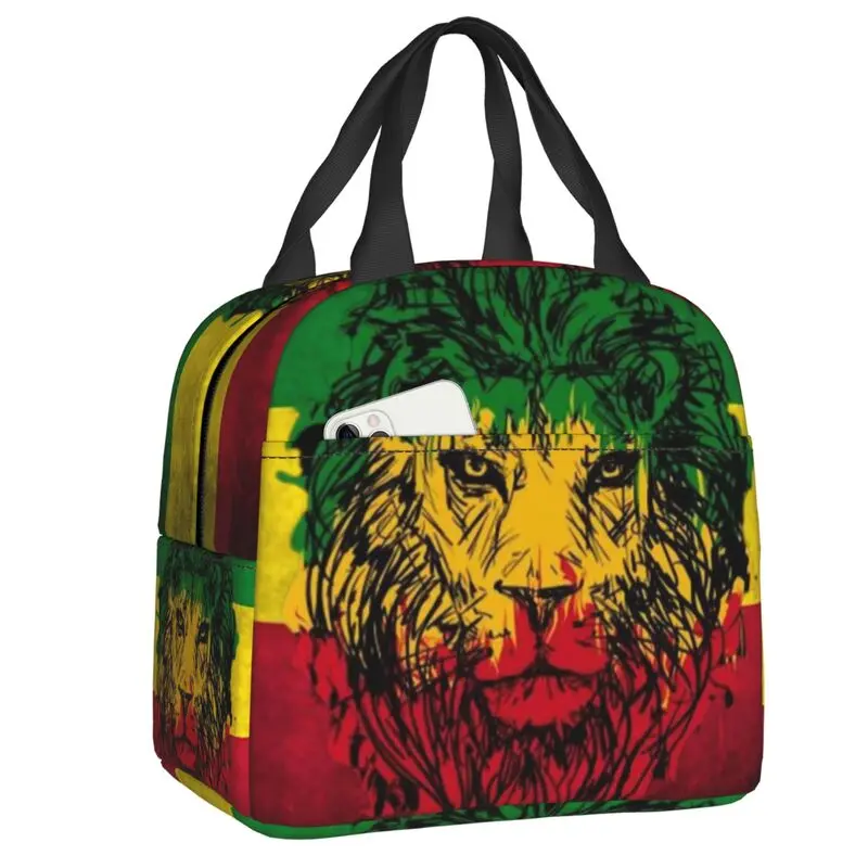 

Изолированные Ланч-боксы Lion Of juah Rasta Jamaican Reggae для растафарианского искусства, портативный термоохладитель, Ланч-бокс для еды, Детская школа