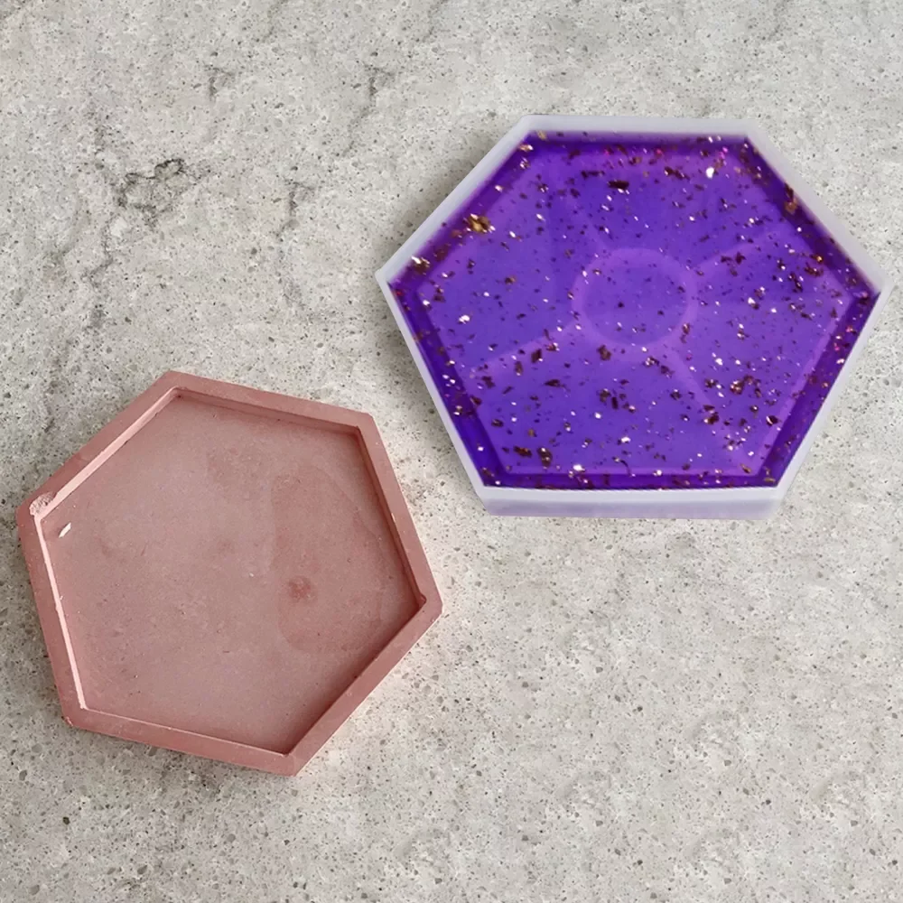 

Silicone Mold Diy Crystal Square Round Hexagon Coaster Silicone Mold Plate Storage Holder Epoxy Resin Mold Home Decoration