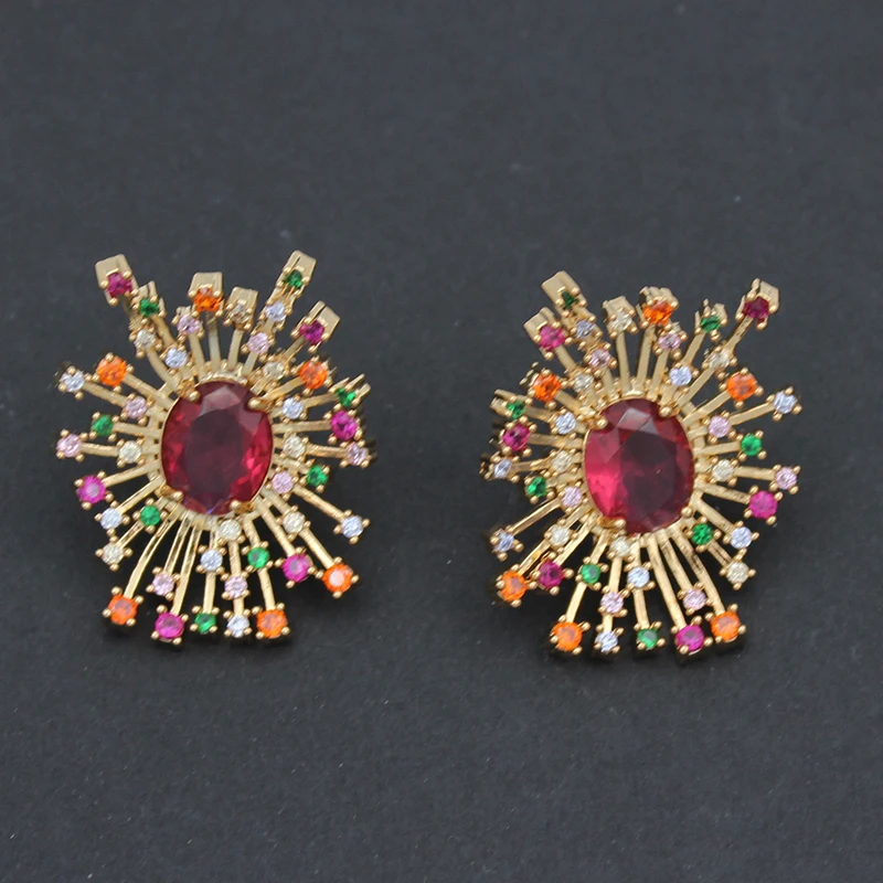 

Cubic Zirconia Flower Earrings for Women 2023 Trendy Fireworks Women's Earrings Evening Party Jewelry Gift