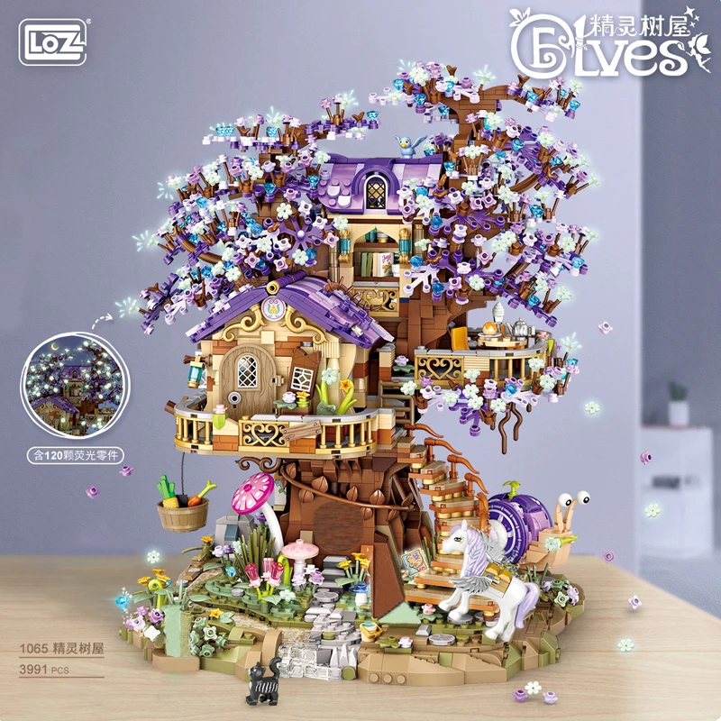 

Creative City Elf Tree House Building Block LOZ MINI Lost Temple Architecture With Figures Bricks Birthday Kids Toys Boys Gifts