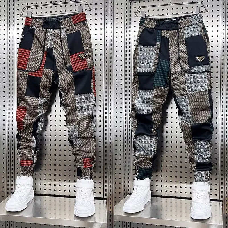 

Joggers Pants Men Designer Brand Hip Hop Streetwear New in Fashion Loose Plaid Floral Trousers Harajuku Outdoor Casual Sweatpant