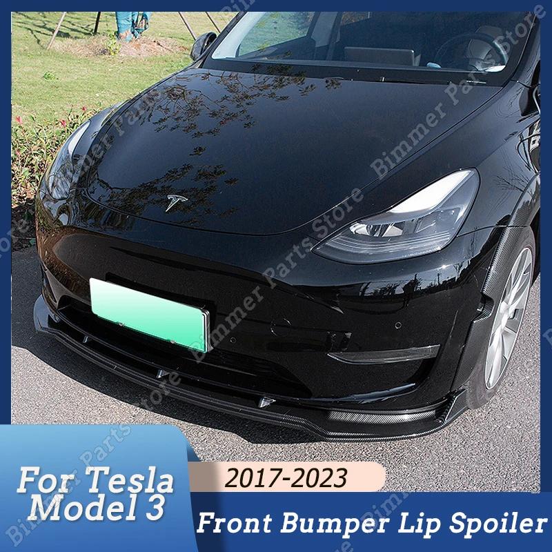 

Car Front Bumper Lip Chin For Tesla Model 3 2017-2023 Body Kit Spoiler Deflector Tuning Lower Diffuser Protector ABS Modified