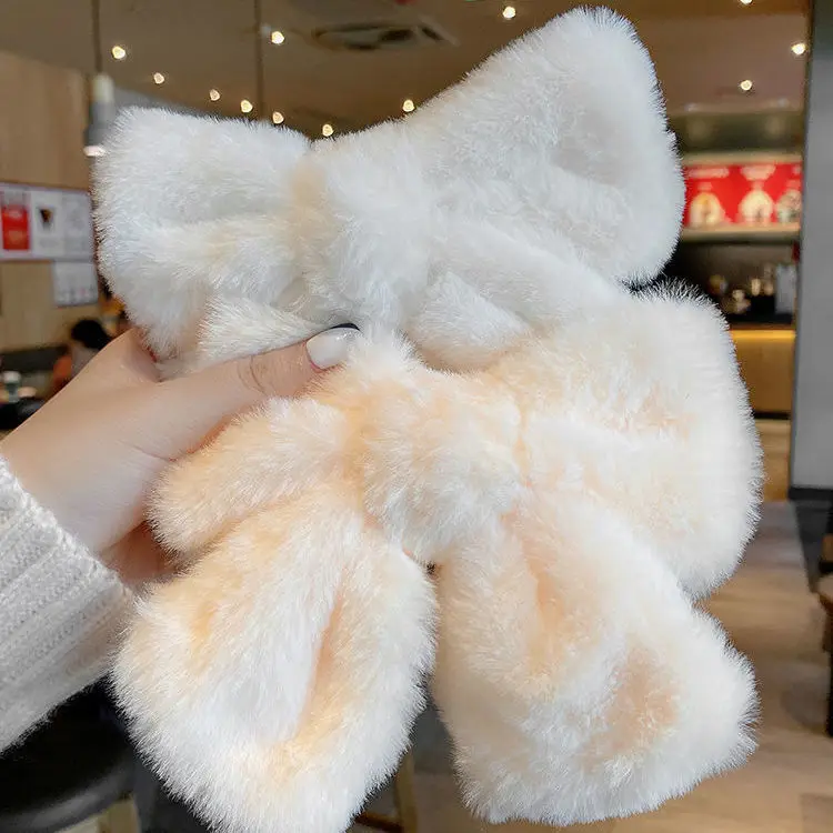 

Fashion Plush Big Bow Hairpin Cute Barrette Hair Clip Women Girls Elegant Pink White Hairgrips Hair Clip Party Hair Accessories