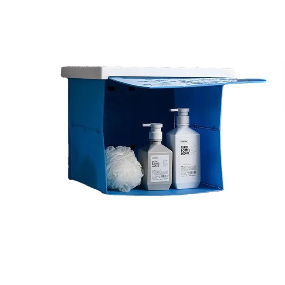 

Bathroom Mural decoration Rack Clothes Cabinet Locker Toilet Wall mounted Punching-free Folding Storage Cabinet shelf Waterproof
