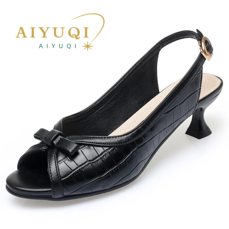 AIYUQI Genuine Leather Sandals Women 2023 New Fashion Women Summer Sandals Fish Mouth Sandals Women Large Size Women Sandals