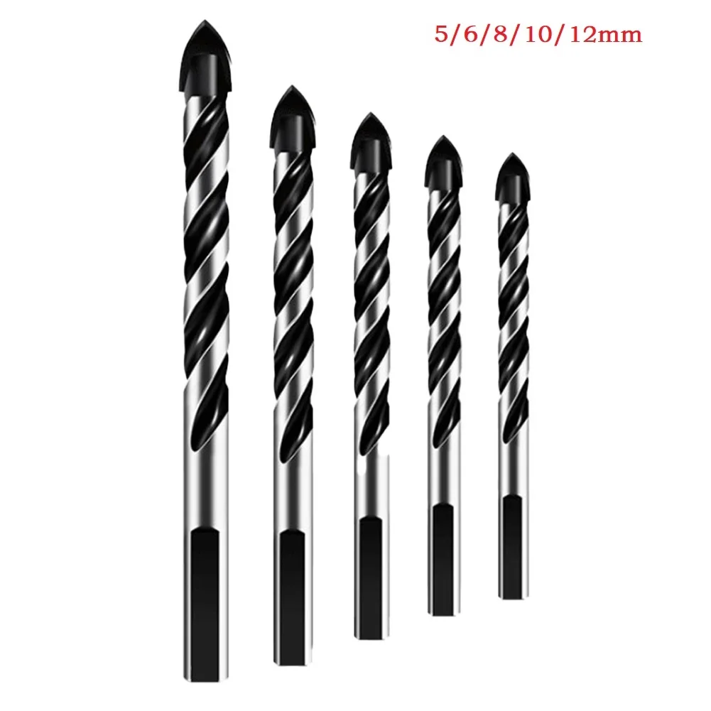 

5PCS Cemented Carbide Drill Bits 5/6/8/10/12mm Triangular Shape Handle For Glass Concrete Plastic Cement Wood Hand Tool Parts