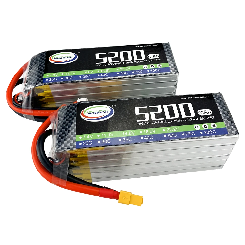 

2PCS 6S Lipo 22.2V 1800 3300mah 4000mah 5200mah Graphene Drone Battery30C 40C 60C With EC5 XT90 T Plug For Helicopter Car Boat