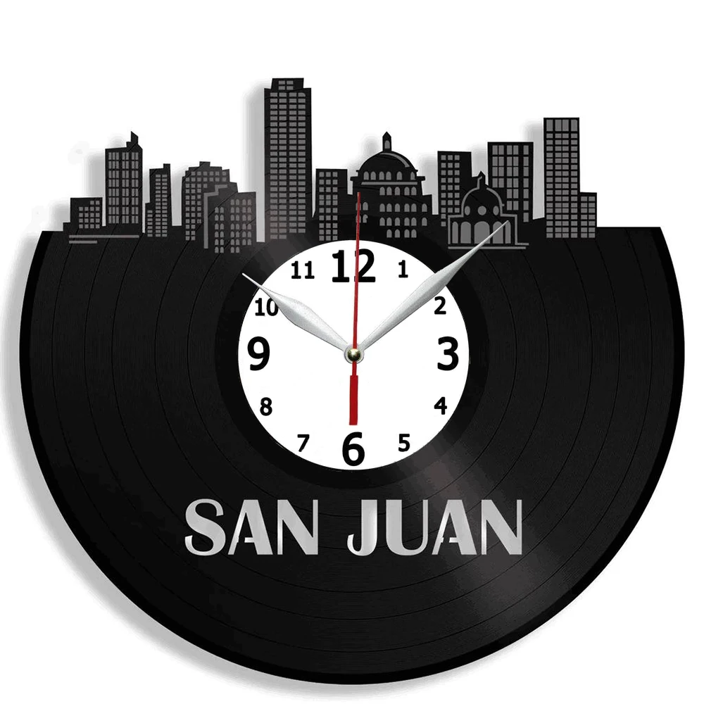 

Настенные виниловые часы San Juan Skyline, домашний декор, для гостиной, кухни, 12 дюймов