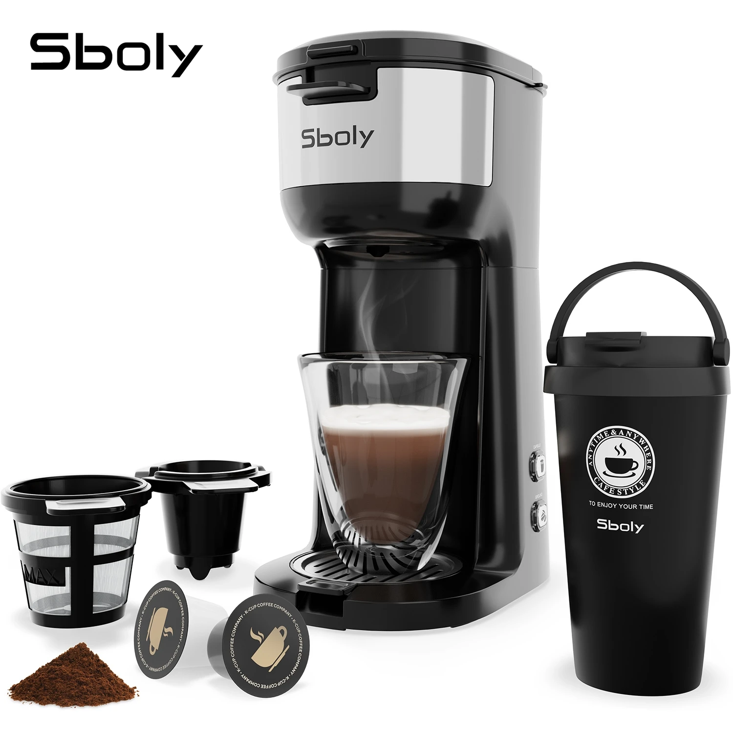 Sboly Coffee Machine 19 Bar Cafetera Pod Coffee Maker Dolce 2in1 Multiple Capsule Espresso Milk&Nexpresso & Powder 1177B