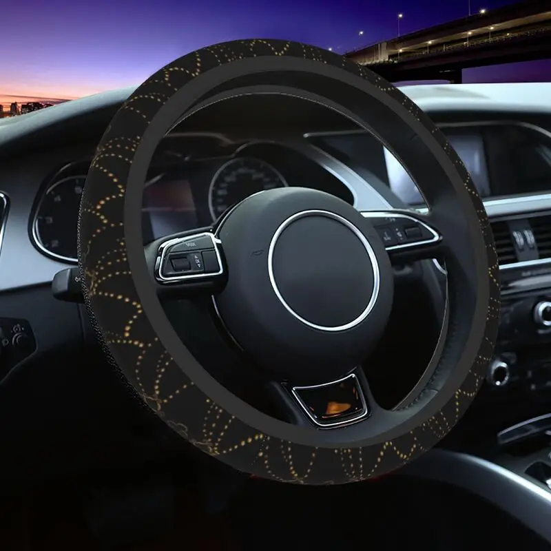 

38cm European Golden Floral Chains Of Pearls Steering Wheel Cover Auto Car Steering Wheel Protector Fit for SUV Car 15 inch