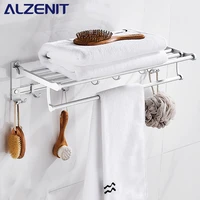 space aluminum towel rack 40 60cm holder movable hook wall mount shelf matte silver shower bar hanger rail bathroom accessories