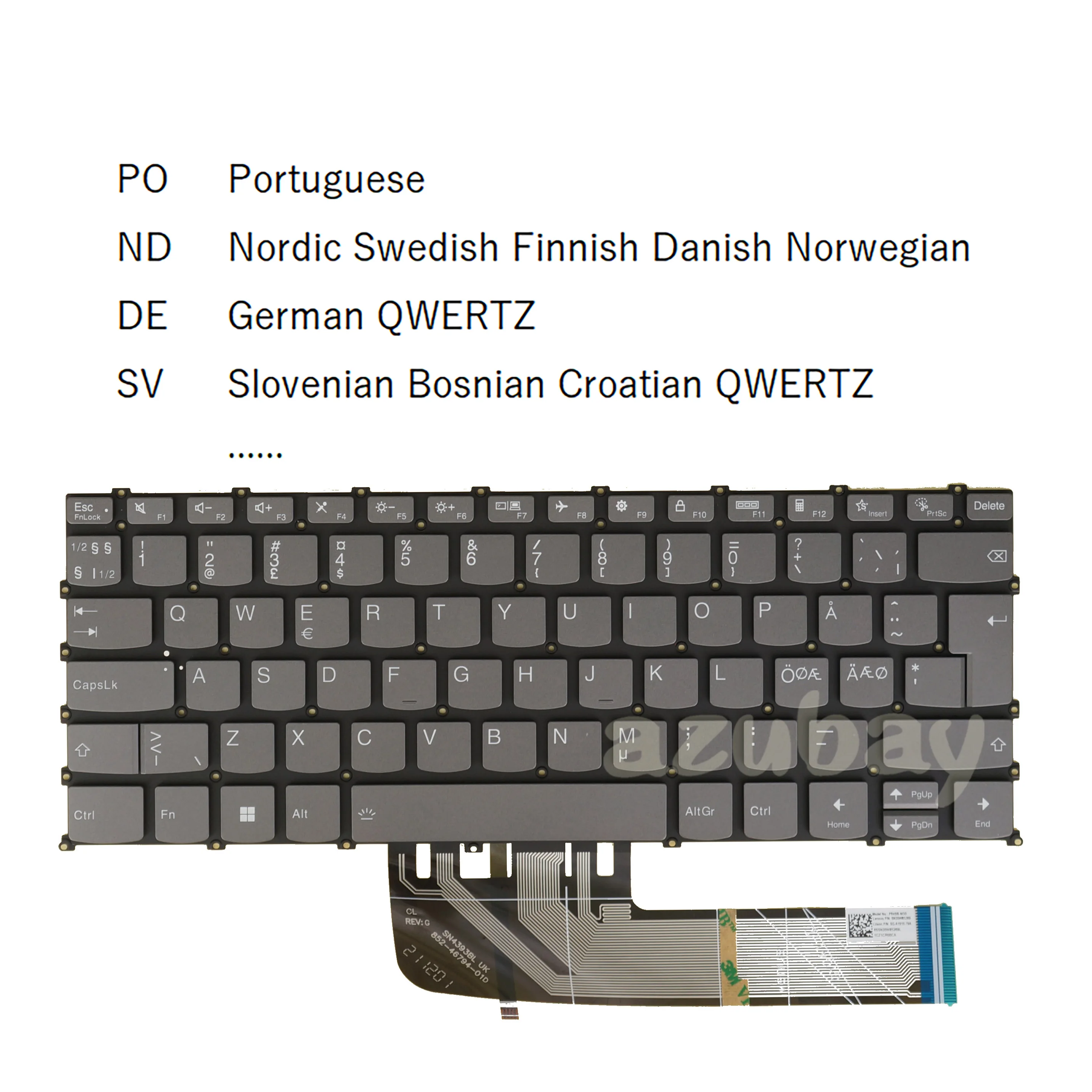 

Backlit Keyboard For Lenovo IdeaPad 5 14ABA7, 5 14IAL7, Slim 7 Pro-14IHU5, Yoga 6-13ALC6 Portuguese Nordic SD FI NW DK German SV